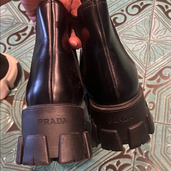 Prada Black Combat Moto Boots with Chunky Sole - Picture 4 of 5
